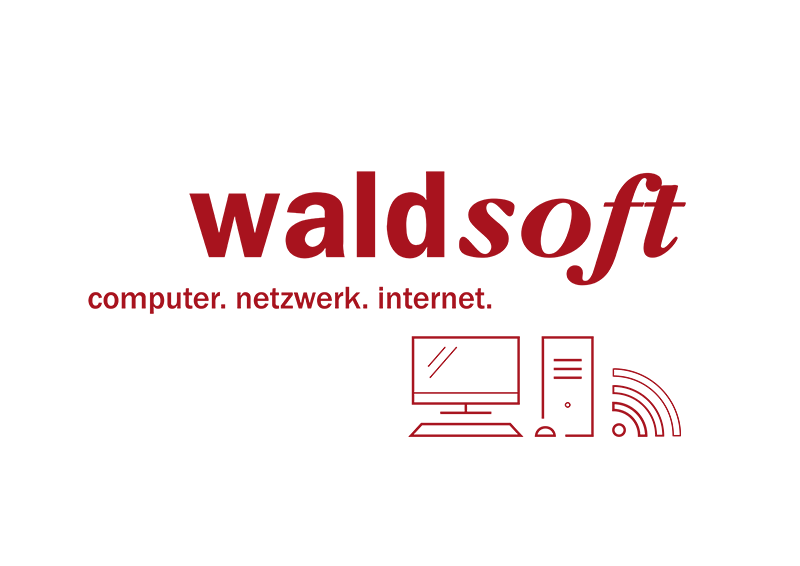 LOGO waldsoft Slogan mit Icons